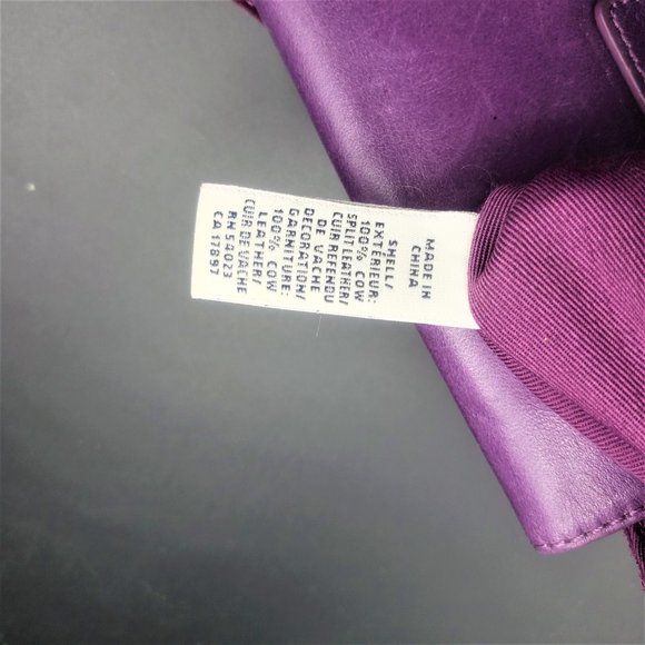 Purple Suede Shoulder Bag Large brass Accents17" strap - Picture 10 of 10